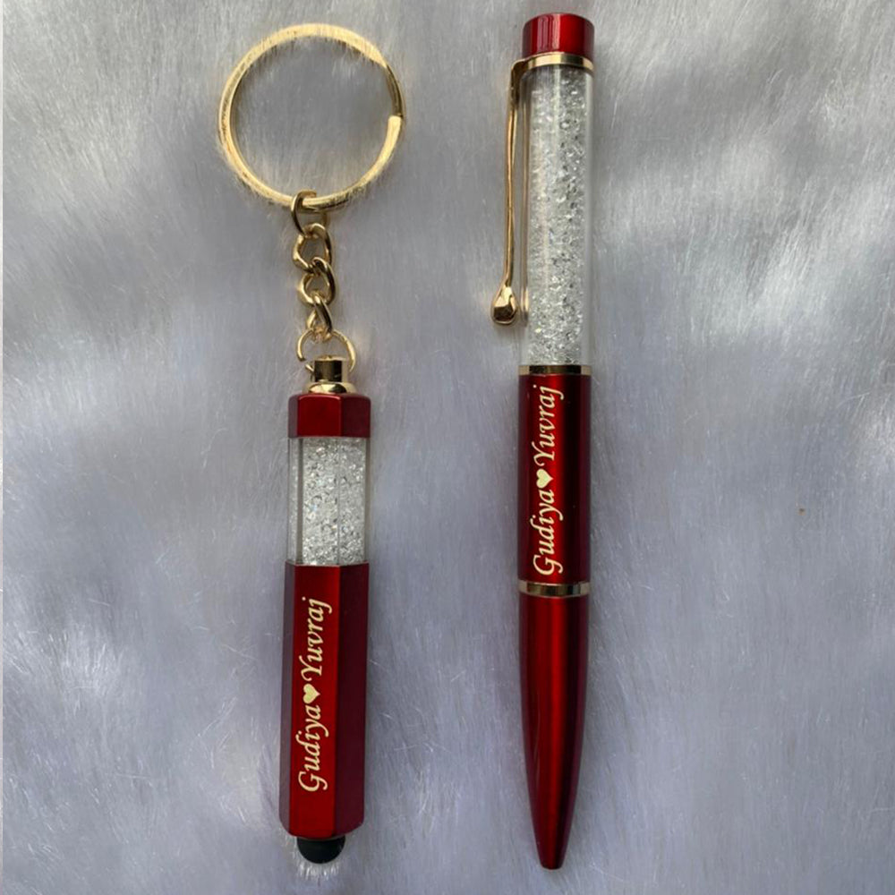 KEYCHAIN AND CRYSTAL PEN SET