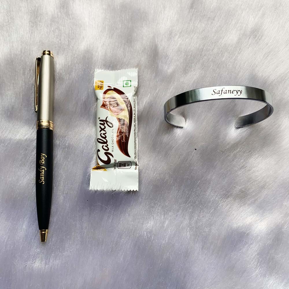 Metal Pen, Metal Kada & Chocolate Combo