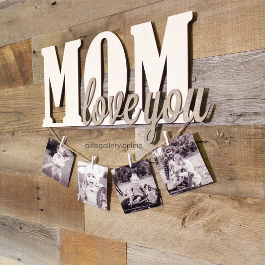 MOM SHAPE HANGING WITH PICTURES